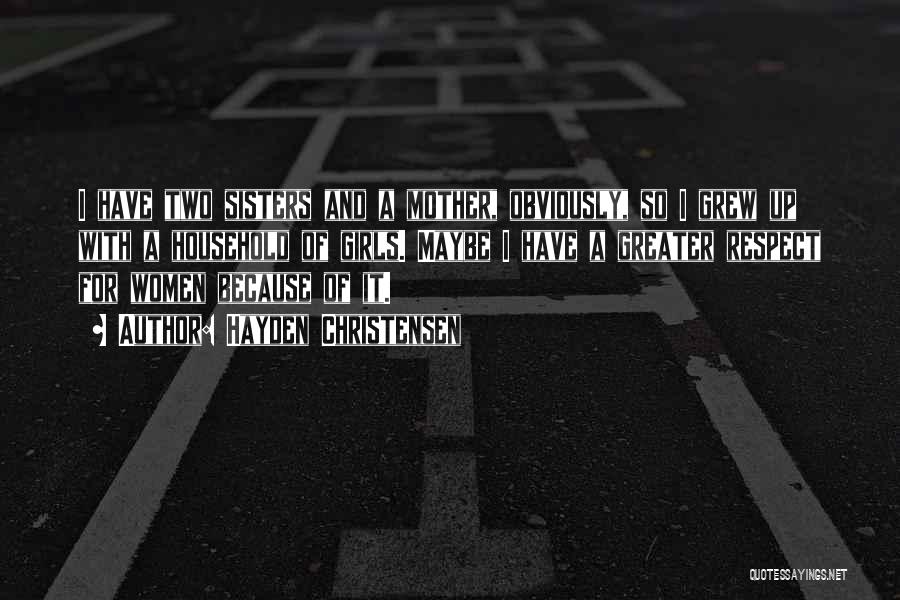 Hayden Christensen Quotes: I Have Two Sisters And A Mother, Obviously, So I Grew Up With A Household Of Girls. Maybe I Have
