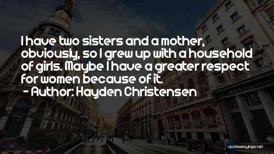 Hayden Christensen Quotes: I Have Two Sisters And A Mother, Obviously, So I Grew Up With A Household Of Girls. Maybe I Have