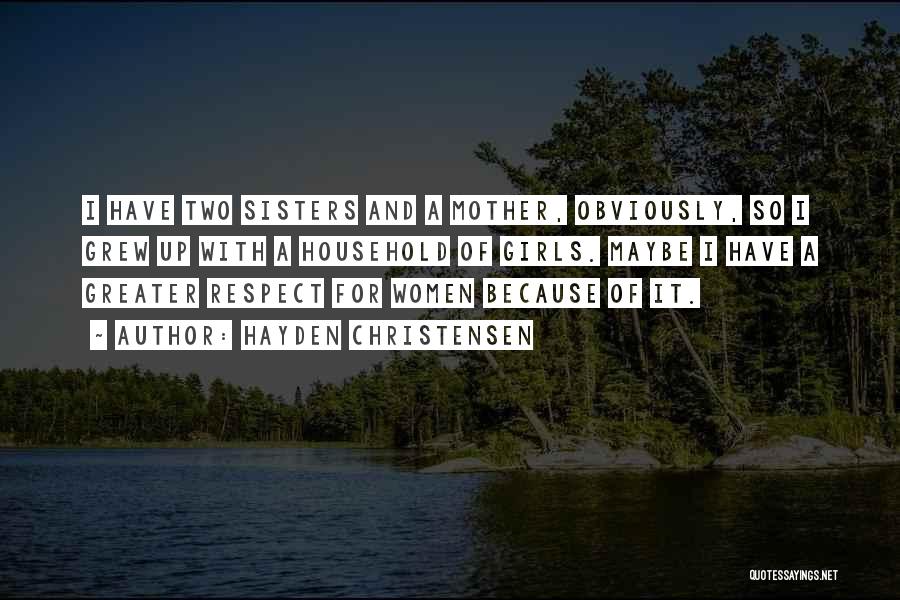 Hayden Christensen Quotes: I Have Two Sisters And A Mother, Obviously, So I Grew Up With A Household Of Girls. Maybe I Have