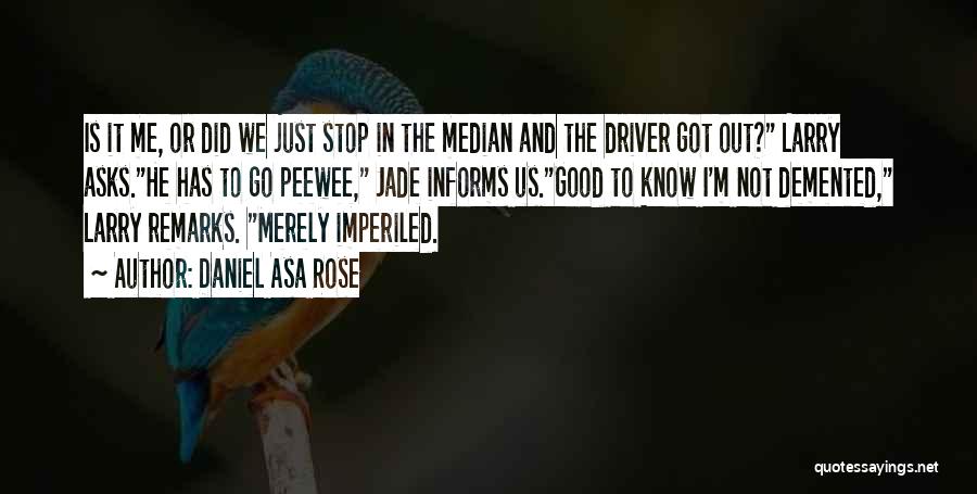 Daniel Asa Rose Quotes: Is It Me, Or Did We Just Stop In The Median And The Driver Got Out? Larry Asks.he Has To