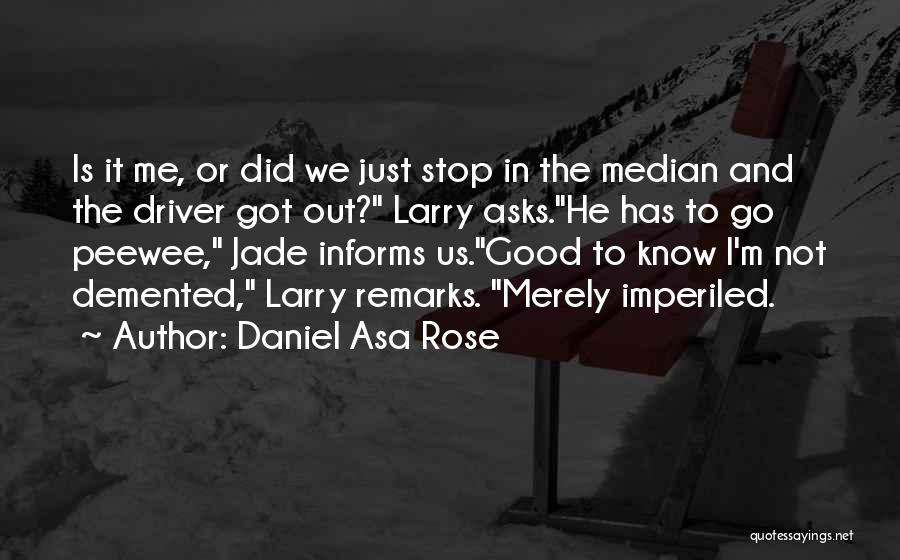 Daniel Asa Rose Quotes: Is It Me, Or Did We Just Stop In The Median And The Driver Got Out? Larry Asks.he Has To