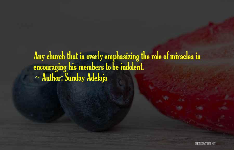 Sunday Adelaja Quotes: Any Church That Is Overly Emphasizing The Role Of Miracles Is Encouraging His Members To Be Indolent.