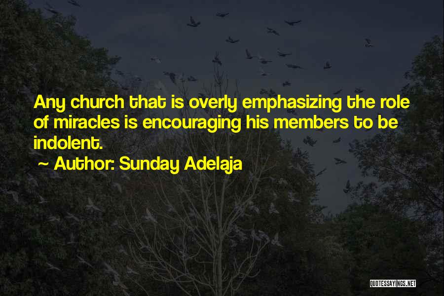Sunday Adelaja Quotes: Any Church That Is Overly Emphasizing The Role Of Miracles Is Encouraging His Members To Be Indolent.
