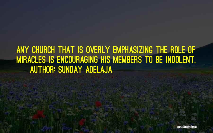 Sunday Adelaja Quotes: Any Church That Is Overly Emphasizing The Role Of Miracles Is Encouraging His Members To Be Indolent.
