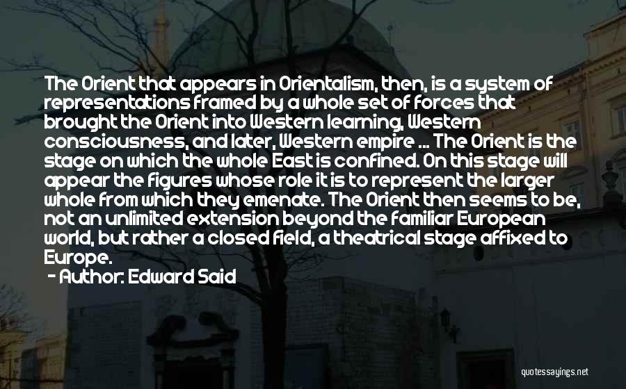 Edward Said Quotes: The Orient That Appears In Orientalism, Then, Is A System Of Representations Framed By A Whole Set Of Forces That