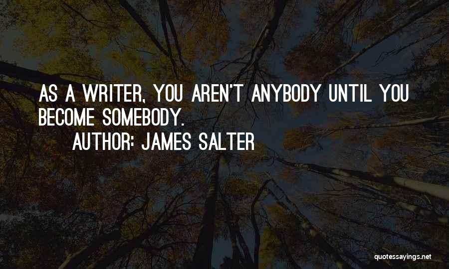 James Salter Quotes: As A Writer, You Aren't Anybody Until You Become Somebody.