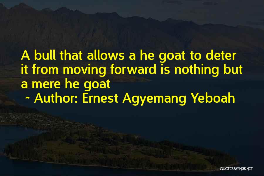 Ernest Agyemang Yeboah Quotes: A Bull That Allows A He Goat To Deter It From Moving Forward Is Nothing But A Mere He Goat