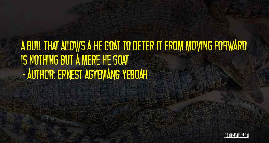 Ernest Agyemang Yeboah Quotes: A Bull That Allows A He Goat To Deter It From Moving Forward Is Nothing But A Mere He Goat