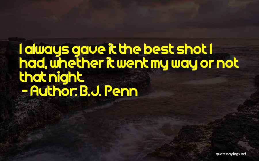 B.J. Penn Quotes: I Always Gave It The Best Shot I Had, Whether It Went My Way Or Not That Night.