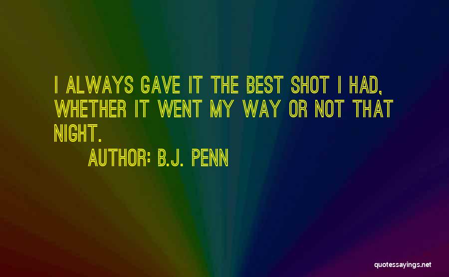 B.J. Penn Quotes: I Always Gave It The Best Shot I Had, Whether It Went My Way Or Not That Night.