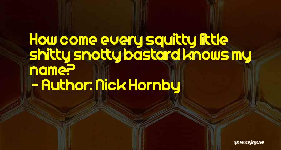 Nick Hornby Quotes: How Come Every Squitty Little Shitty Snotty Bastard Knows My Name?