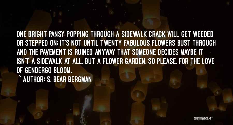 S. Bear Bergman Quotes: One Bright Pansy Popping Through A Sidewalk Crack Will Get Weeded Or Stepped On; It's Not Until Twenty Fabulous Flowers
