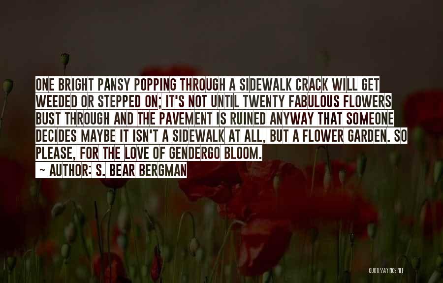 S. Bear Bergman Quotes: One Bright Pansy Popping Through A Sidewalk Crack Will Get Weeded Or Stepped On; It's Not Until Twenty Fabulous Flowers