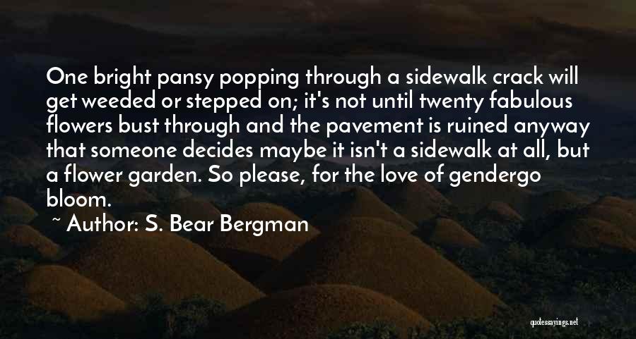 S. Bear Bergman Quotes: One Bright Pansy Popping Through A Sidewalk Crack Will Get Weeded Or Stepped On; It's Not Until Twenty Fabulous Flowers