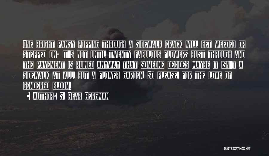 S. Bear Bergman Quotes: One Bright Pansy Popping Through A Sidewalk Crack Will Get Weeded Or Stepped On; It's Not Until Twenty Fabulous Flowers