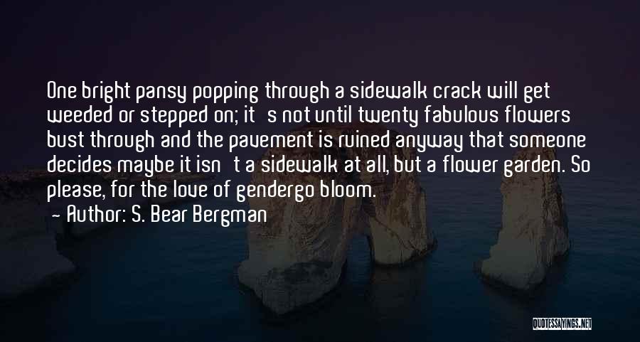 S. Bear Bergman Quotes: One Bright Pansy Popping Through A Sidewalk Crack Will Get Weeded Or Stepped On; It's Not Until Twenty Fabulous Flowers