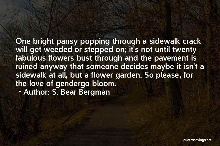 S. Bear Bergman Quotes: One Bright Pansy Popping Through A Sidewalk Crack Will Get Weeded Or Stepped On; It's Not Until Twenty Fabulous Flowers