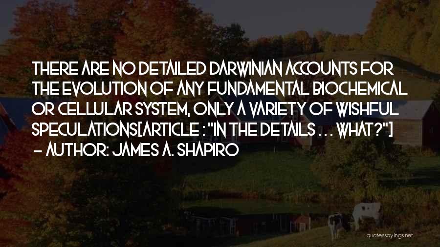 James A. Shapiro Quotes: There Are No Detailed Darwinian Accounts For The Evolution Of Any Fundamental Biochemical Or Cellular System, Only A Variety Of