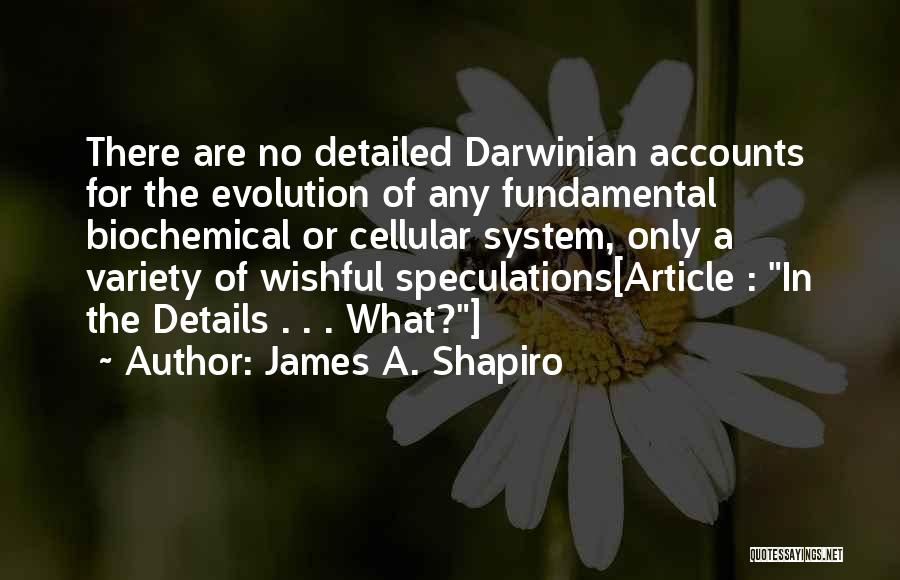 James A. Shapiro Quotes: There Are No Detailed Darwinian Accounts For The Evolution Of Any Fundamental Biochemical Or Cellular System, Only A Variety Of