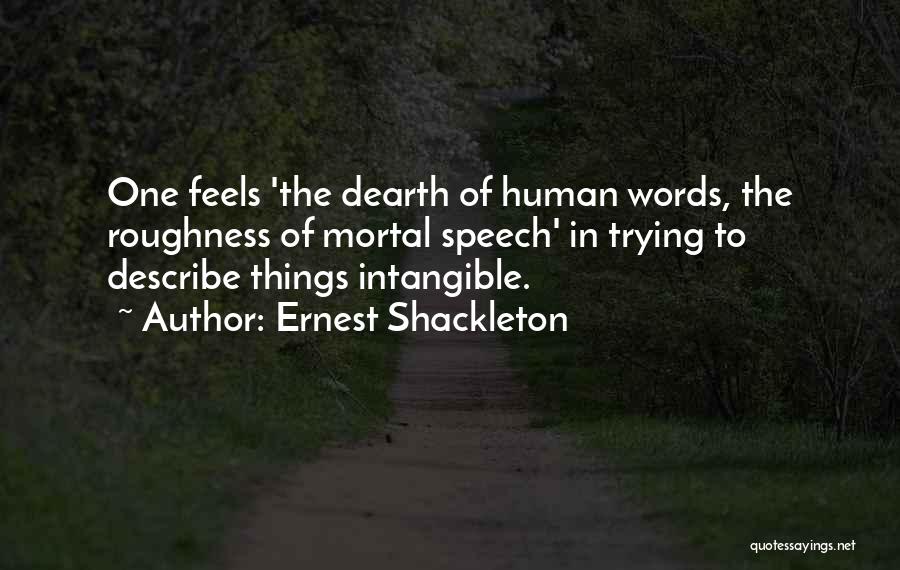 Ernest Shackleton Quotes: One Feels 'the Dearth Of Human Words, The Roughness Of Mortal Speech' In Trying To Describe Things Intangible.