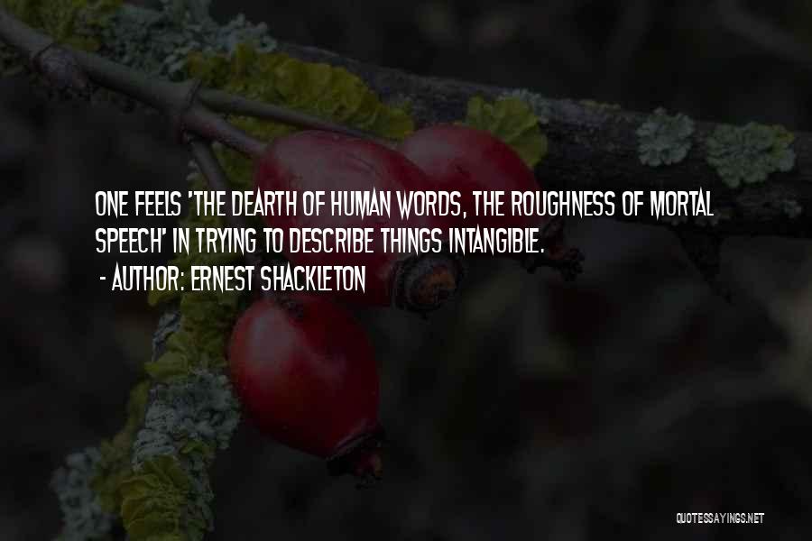 Ernest Shackleton Quotes: One Feels 'the Dearth Of Human Words, The Roughness Of Mortal Speech' In Trying To Describe Things Intangible.