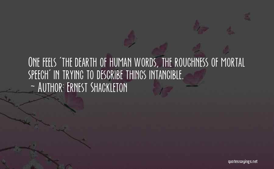 Ernest Shackleton Quotes: One Feels 'the Dearth Of Human Words, The Roughness Of Mortal Speech' In Trying To Describe Things Intangible.