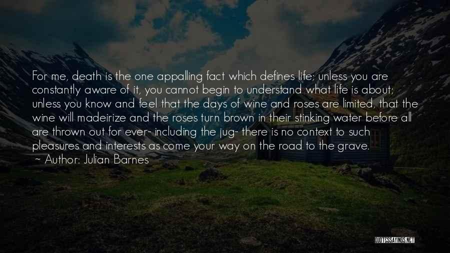 Julian Barnes Quotes: For Me, Death Is The One Appalling Fact Which Defines Life; Unless You Are Constantly Aware Of It, You Cannot