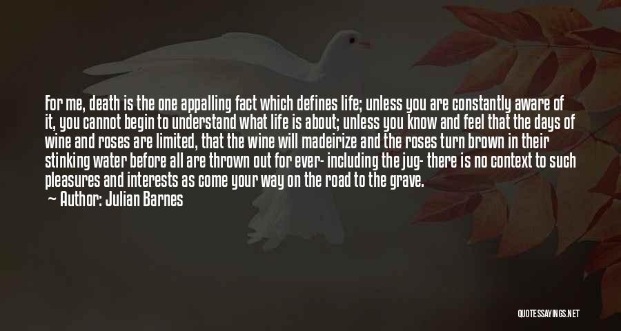 Julian Barnes Quotes: For Me, Death Is The One Appalling Fact Which Defines Life; Unless You Are Constantly Aware Of It, You Cannot