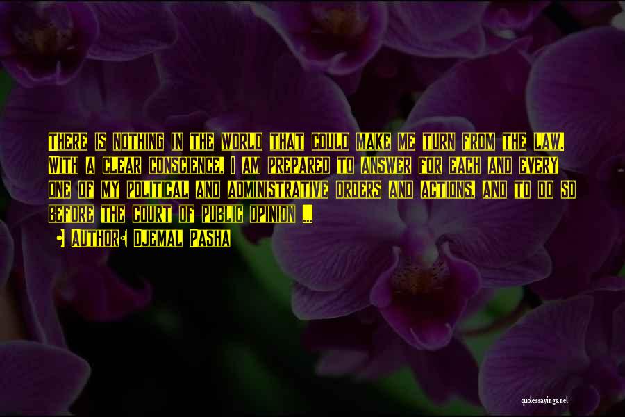 Djemal Pasha Quotes: There Is Nothing In The World That Could Make Me Turn From The Law. With A Clear Conscience, I Am