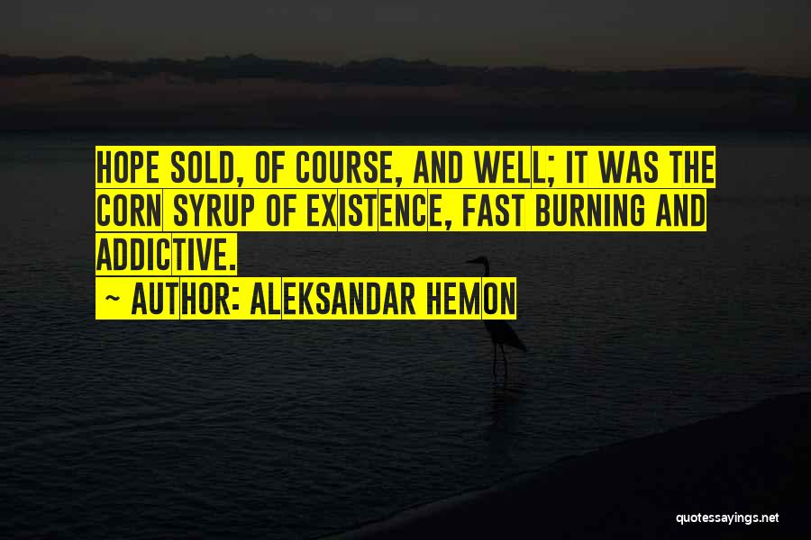 Aleksandar Hemon Quotes: Hope Sold, Of Course, And Well; It Was The Corn Syrup Of Existence, Fast Burning And Addictive.