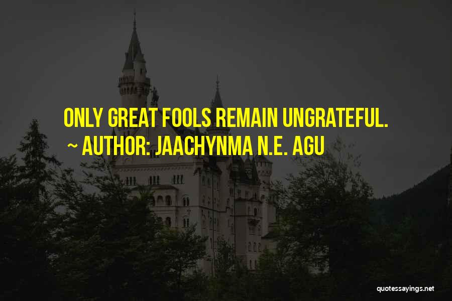 Jaachynma N.E. Agu Quotes: Only Great Fools Remain Ungrateful.