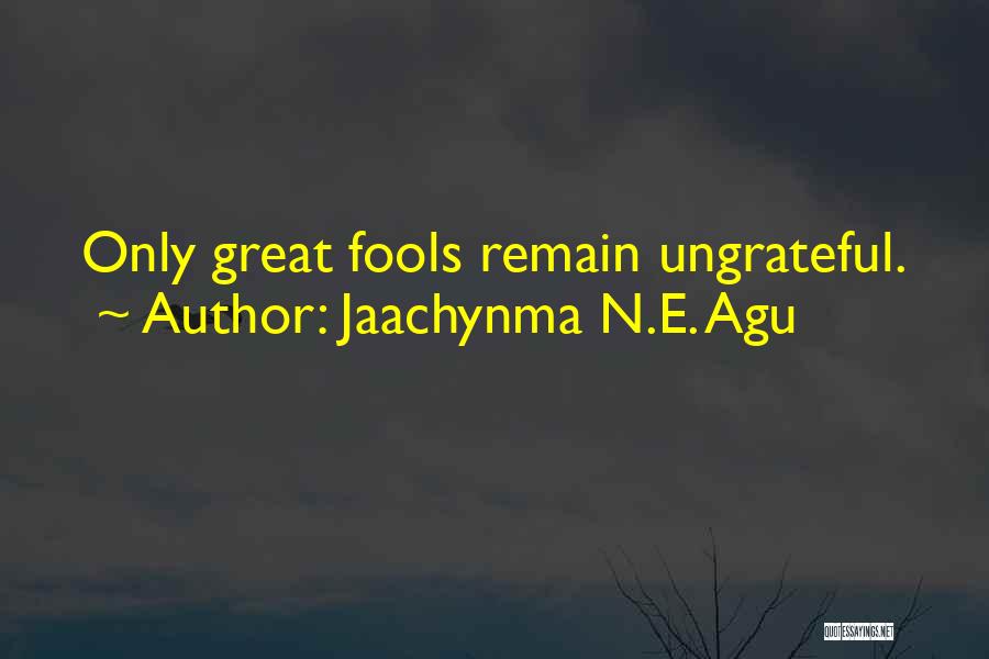 Jaachynma N.E. Agu Quotes: Only Great Fools Remain Ungrateful.