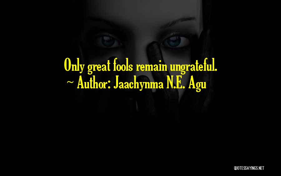 Jaachynma N.E. Agu Quotes: Only Great Fools Remain Ungrateful.