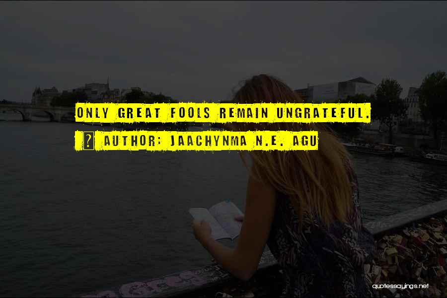 Jaachynma N.E. Agu Quotes: Only Great Fools Remain Ungrateful.