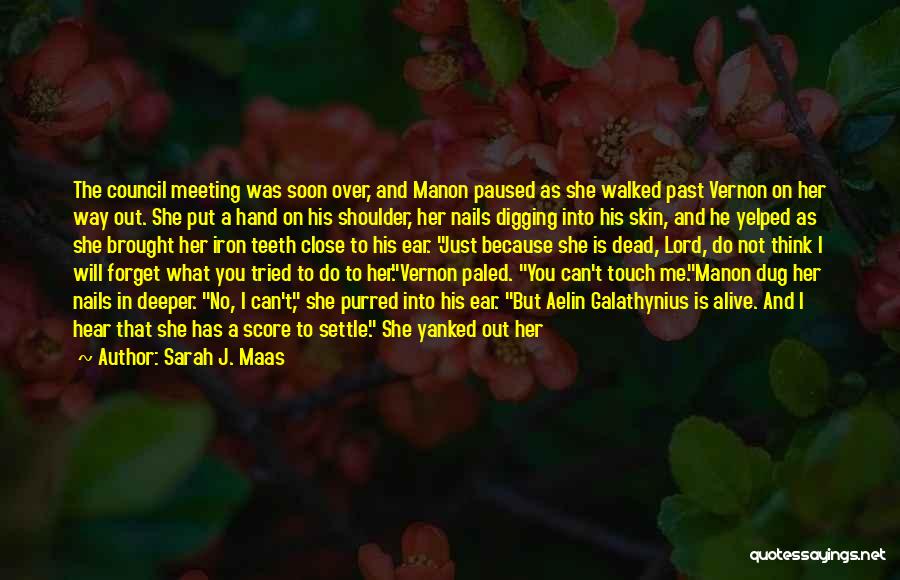 Sarah J. Maas Quotes: The Council Meeting Was Soon Over, And Manon Paused As She Walked Past Vernon On Her Way Out. She Put