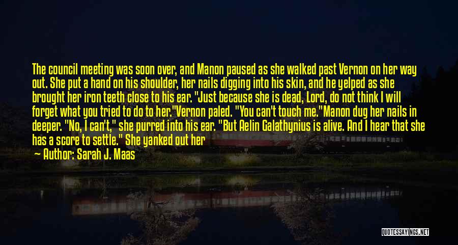 Sarah J. Maas Quotes: The Council Meeting Was Soon Over, And Manon Paused As She Walked Past Vernon On Her Way Out. She Put