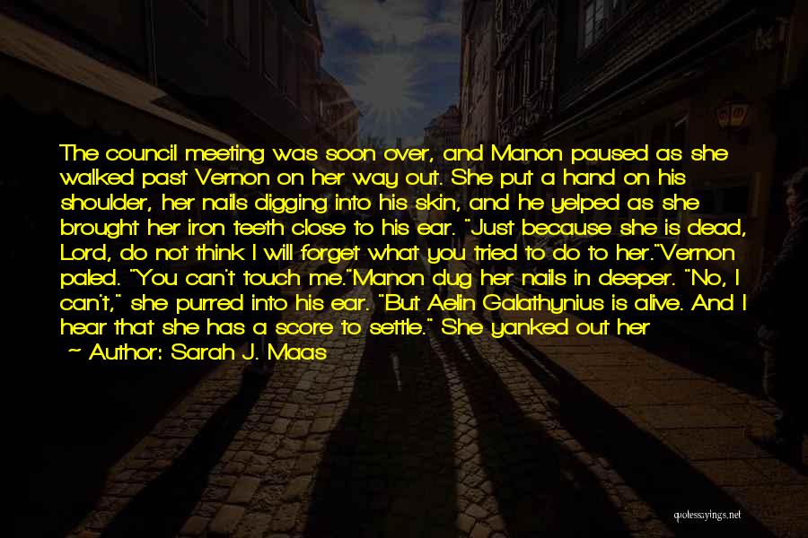 Sarah J. Maas Quotes: The Council Meeting Was Soon Over, And Manon Paused As She Walked Past Vernon On Her Way Out. She Put