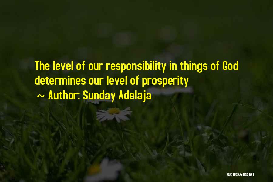 Sunday Adelaja Quotes: The Level Of Our Responsibility In Things Of God Determines Our Level Of Prosperity