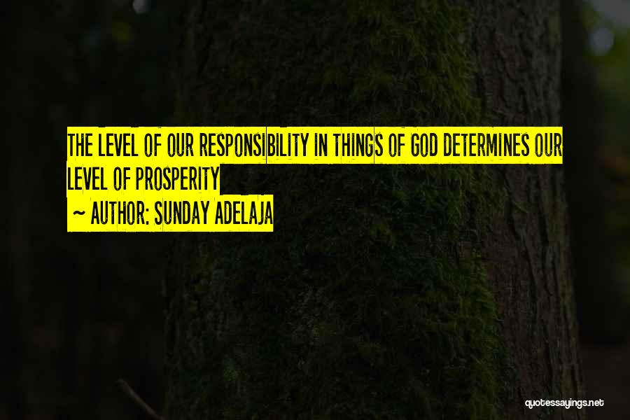 Sunday Adelaja Quotes: The Level Of Our Responsibility In Things Of God Determines Our Level Of Prosperity