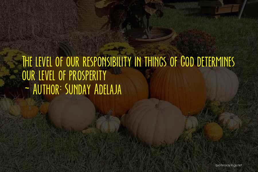 Sunday Adelaja Quotes: The Level Of Our Responsibility In Things Of God Determines Our Level Of Prosperity