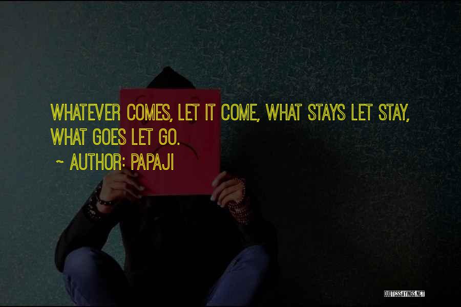 Papaji Quotes: Whatever Comes, Let It Come, What Stays Let Stay, What Goes Let Go.