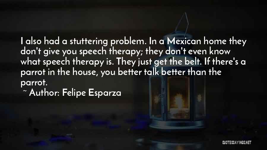 Felipe Esparza Quotes: I Also Had A Stuttering Problem. In A Mexican Home They Don't Give You Speech Therapy; They Don't Even Know