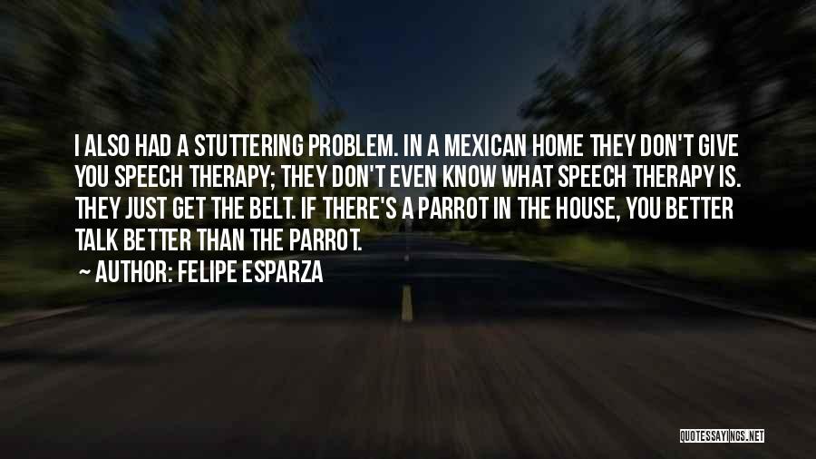 Felipe Esparza Quotes: I Also Had A Stuttering Problem. In A Mexican Home They Don't Give You Speech Therapy; They Don't Even Know