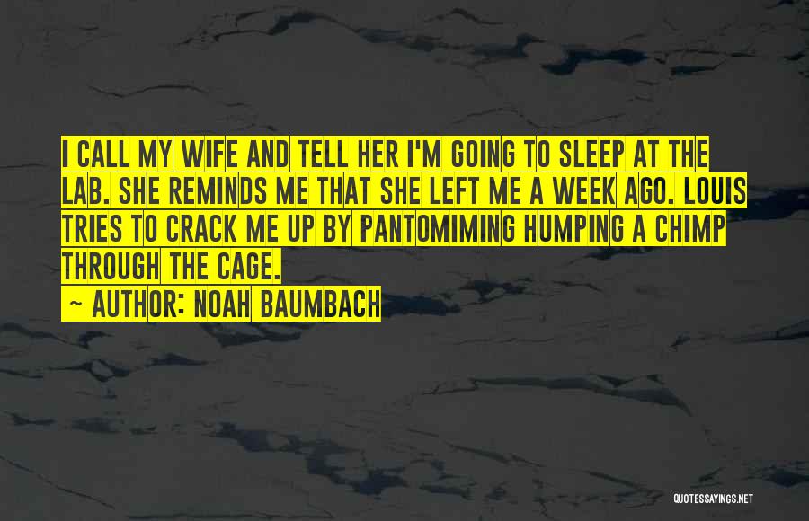 Noah Baumbach Quotes: I Call My Wife And Tell Her I'm Going To Sleep At The Lab. She Reminds Me That She Left