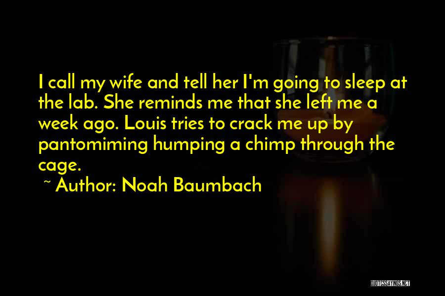 Noah Baumbach Quotes: I Call My Wife And Tell Her I'm Going To Sleep At The Lab. She Reminds Me That She Left