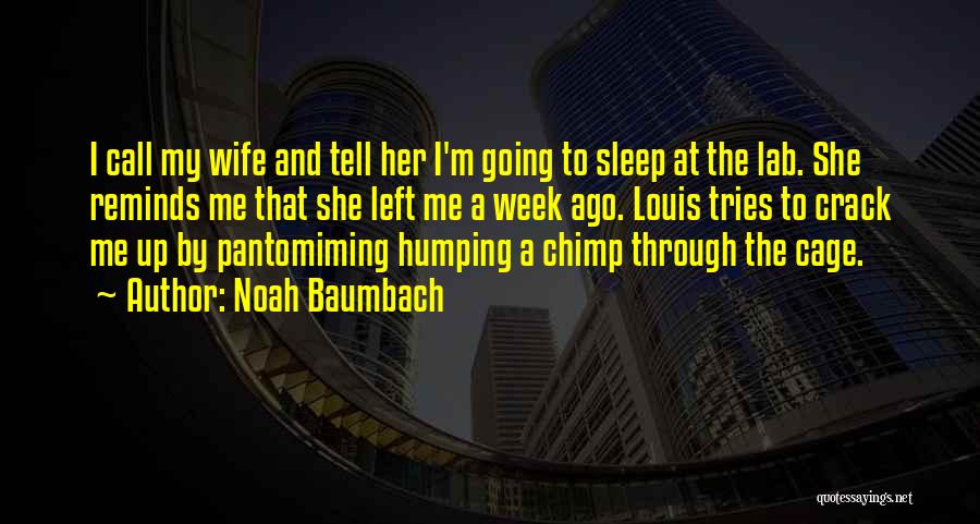 Noah Baumbach Quotes: I Call My Wife And Tell Her I'm Going To Sleep At The Lab. She Reminds Me That She Left
