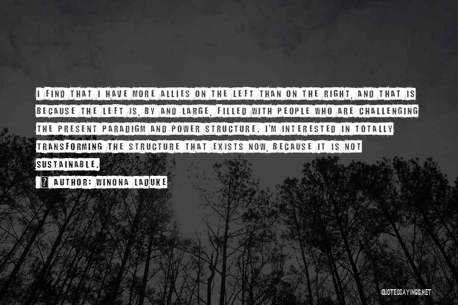 Winona LaDuke Quotes: I Find That I Have More Allies On The Left Than On The Right, And That Is Because The Left