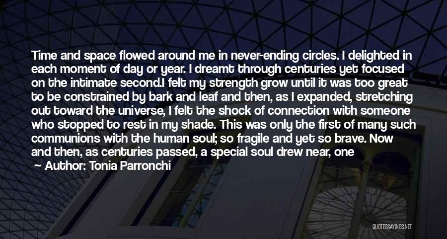 Tonia Parronchi Quotes: Time And Space Flowed Around Me In Never-ending Circles. I Delighted In Each Moment Of Day Or Year. I Dreamt