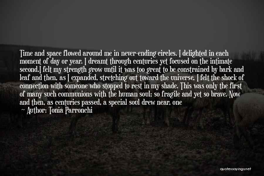 Tonia Parronchi Quotes: Time And Space Flowed Around Me In Never-ending Circles. I Delighted In Each Moment Of Day Or Year. I Dreamt