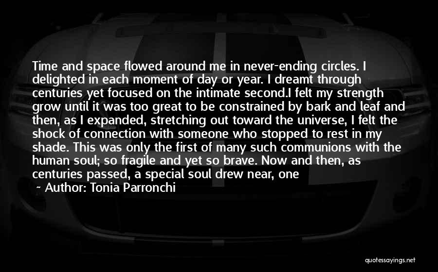 Tonia Parronchi Quotes: Time And Space Flowed Around Me In Never-ending Circles. I Delighted In Each Moment Of Day Or Year. I Dreamt